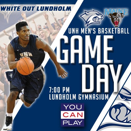 UNHCatPack's tweet photo. It's GAME DAY for UNH MEN'S BASKETBALL! White out Lundholm tonight at 7PM! https://t.co/OvBhAPGOVZ