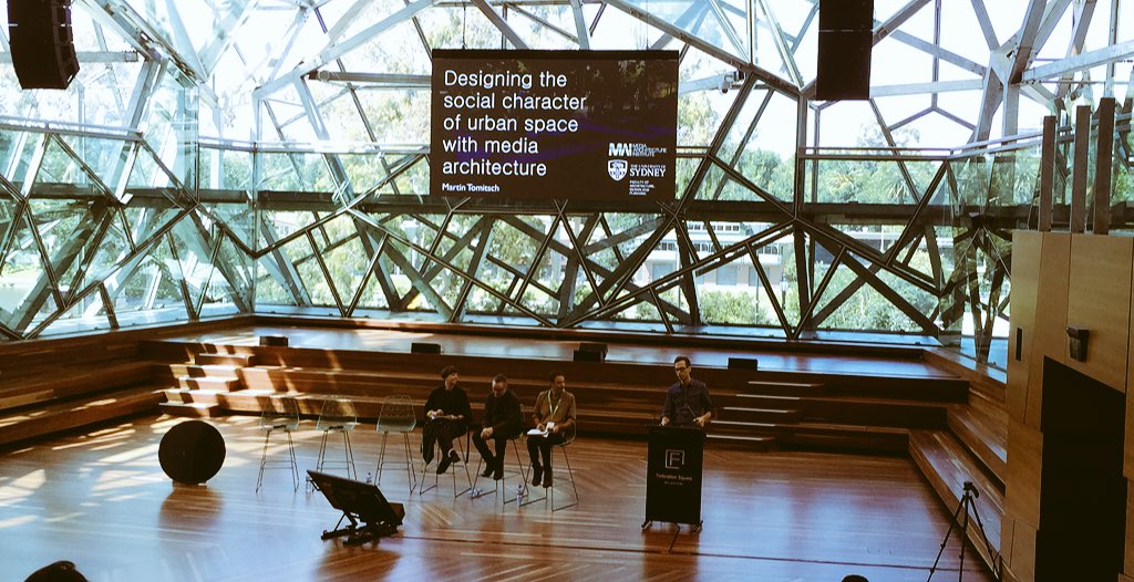 LeahBarclay's tweet photo. Very impressive program @Fed_Square for #digitalpublics today #Pause2016 #art #tech #community https://t.co/HyuJymHfRN