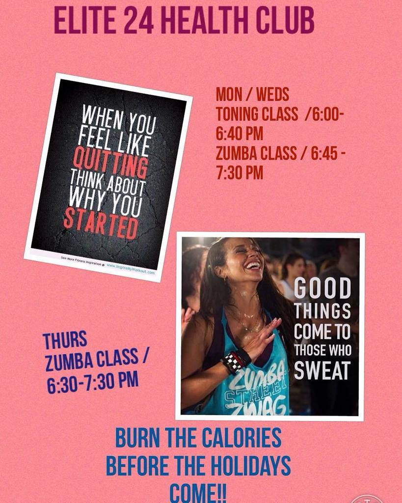 BeElite24's tweet photo. Don't miss out!! We are back.  I will see you all tonight. 
#elite24healthclub #zumbafitness #genesispure #iamzin b… https://t.co/g82dfVR62u