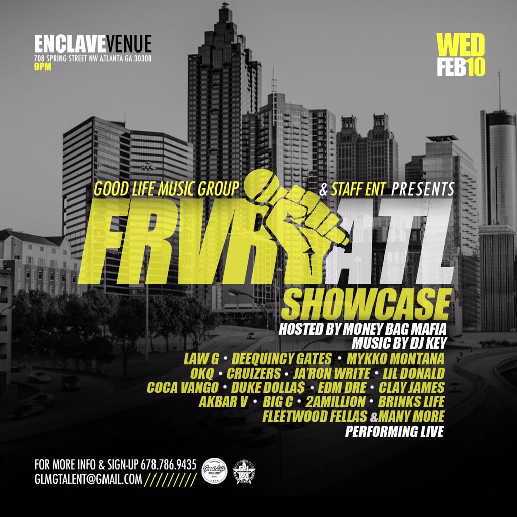 WhoIsClayJames's tweet photo. Wednesday I'm LIVE w/ the rest of the city at Enclave 708 spring St ATL, GA! #GoodLifeMusic #FRVRATL Concert π₯π₯ https://t.co/0uHmQ2DL0X