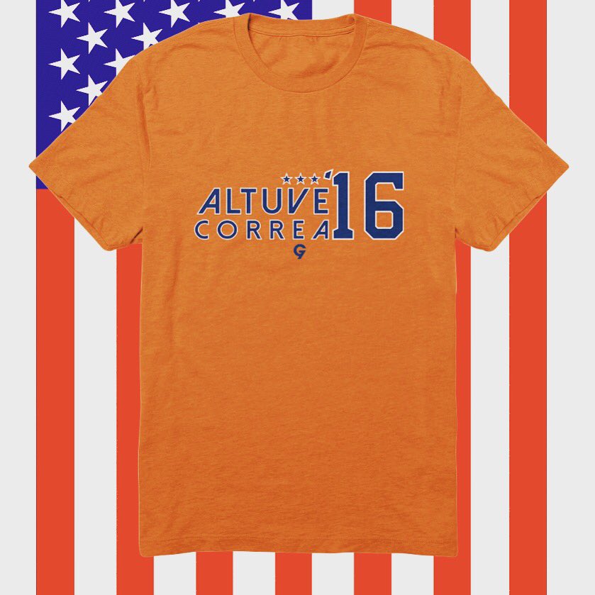 Game7Threads's tweet photo. Altuve - Correa 2016 🇺🇸 * Now on sale at https://t.co/iUKIOv1odr as part of our campaign series * #G7T #Astros https://t.co/pwagVJv5om
