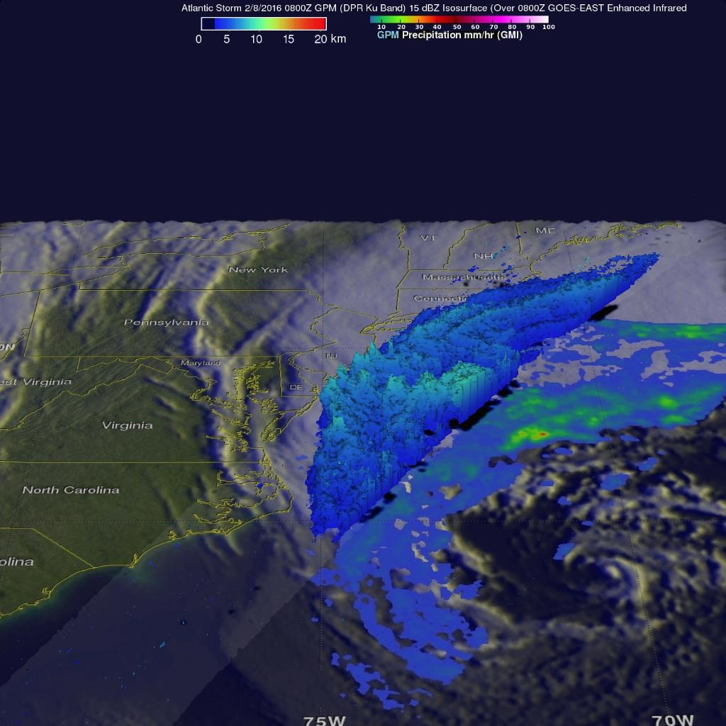 NASA's tweet image. As a low pressure area continued to intensify off the US East Coast, we gathered data. Info: go.nasa.gov/1K8umuP