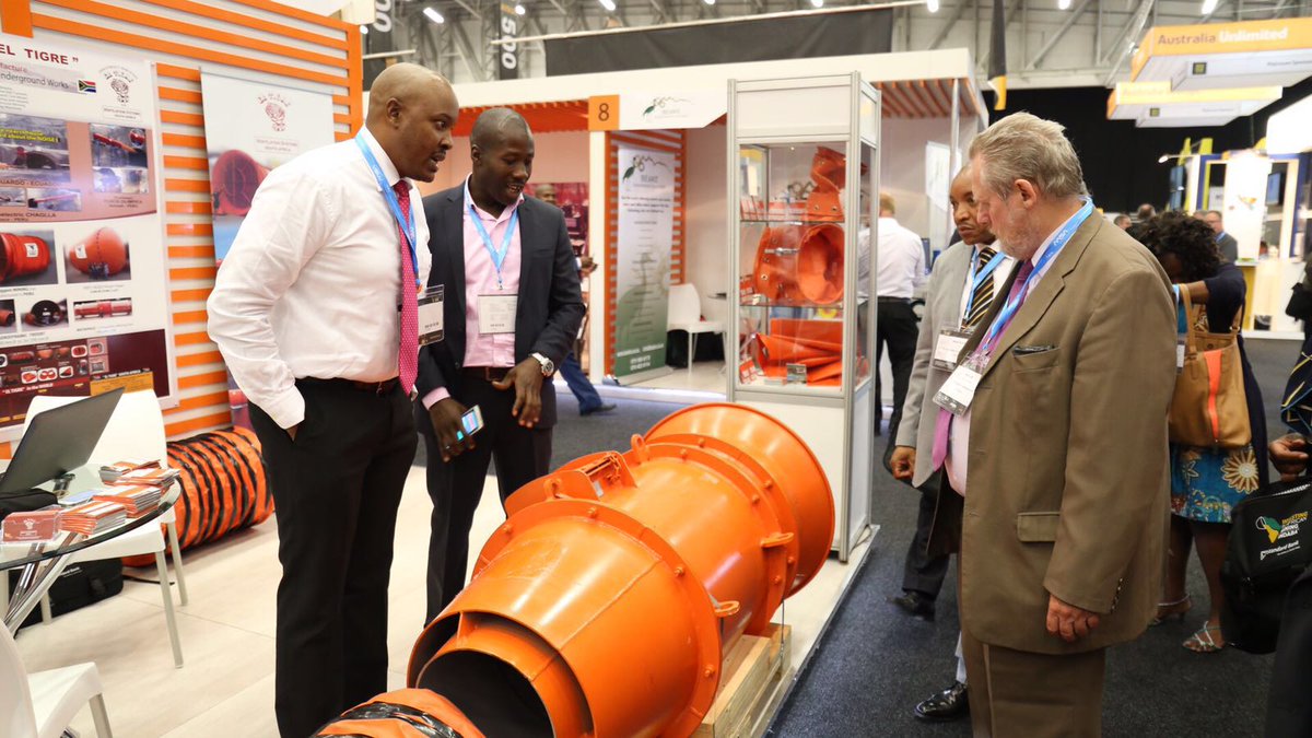 the_dtic's tweet photo. Minister Davies assessing some of the mining products at the 2016 Investing in African Mining Indaba. https://t.co/zEZC0RnkNh