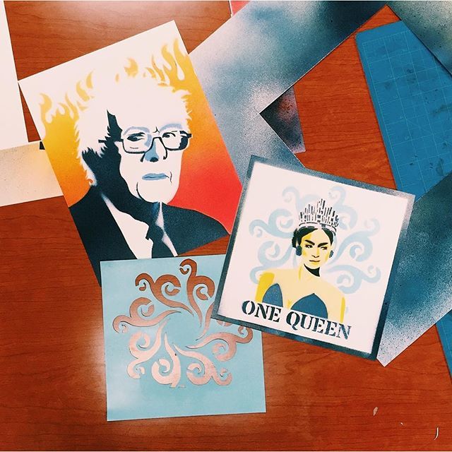 MsUniverseCrown's tweet image. bern &amp;amp; bae ,printmaking ,stencils ,bernie ,missuniverse ,pia