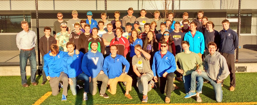 Vikes men conclude team building session with <a href="/JasonDorland/">Jason Dorland, OLY</a> with a team photo. #chariotsandhorses #vikesnation