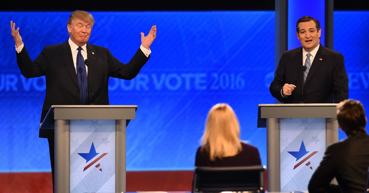 HuffPost's tweet photo. Donald Trump basically just called Ted Cruz a "p***y" https://t.co/dBkUpNu1ih https://t.co/YvM16xs9Js