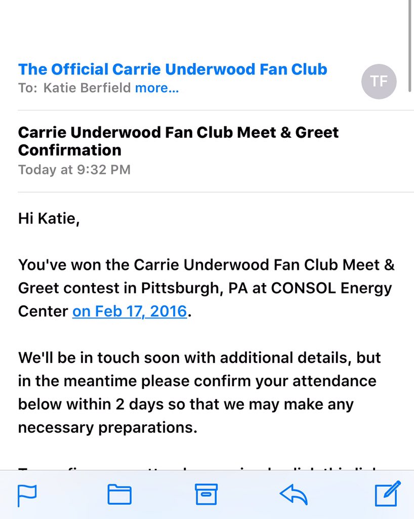 KatieBerfield's tweet photo. I don't think I've ever been this excited! @carrieunderwood #secondmeet https://t.co/uAhHR9lAym