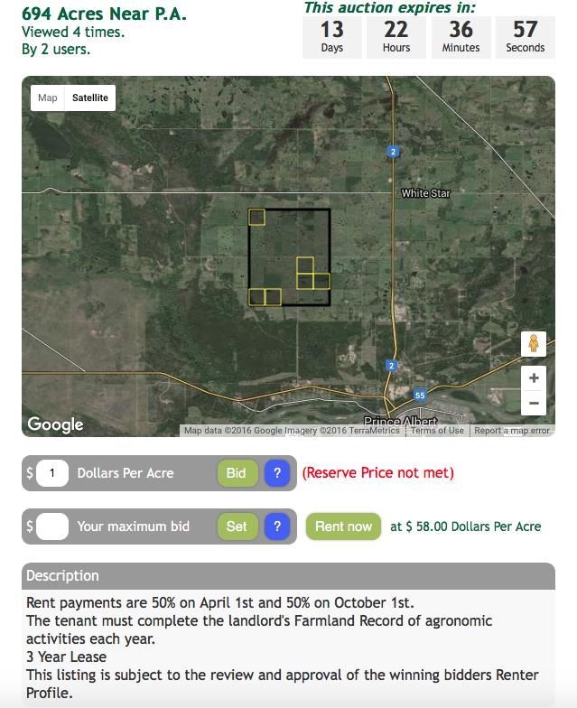 Renterra's tweet image. New Rental Listing - 694 Acres Near P.A. Have a look at renterra.ca #saskland #land4 rent #farmland