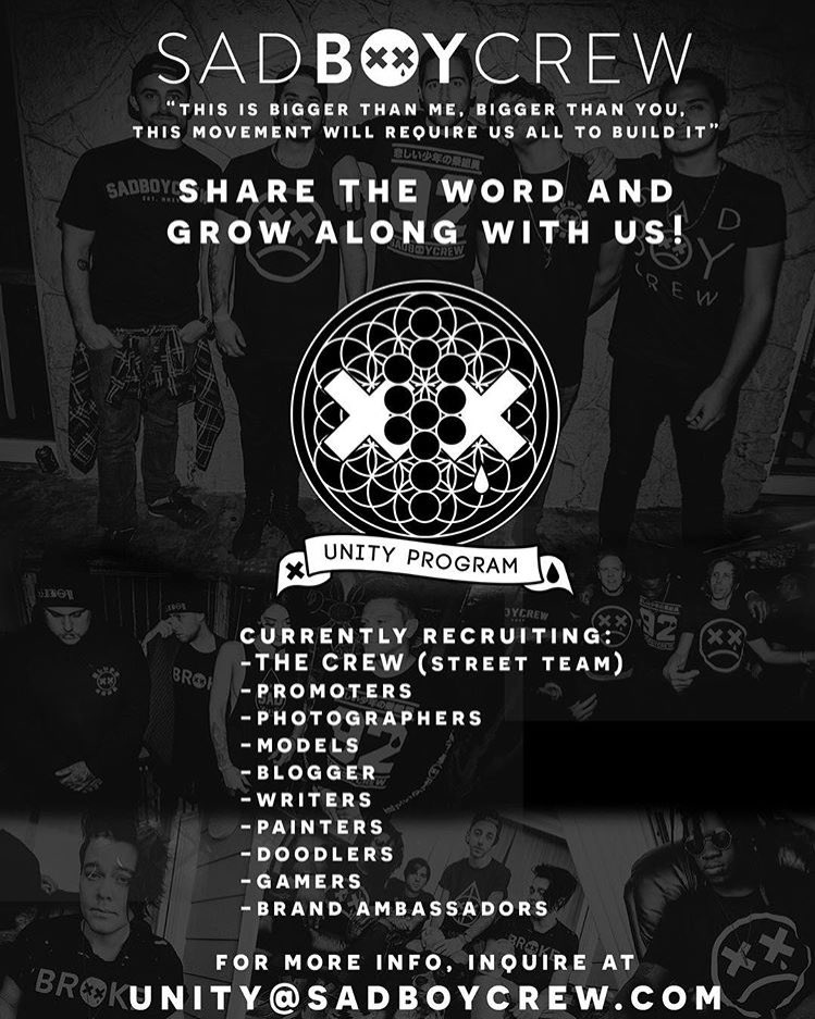 kylehvlett's tweet photo. Helped consult and develop on the new #UnityProgram for @sadboycrew_! Social Influencers get signed up! https://t.co/fzM6mqZbtV