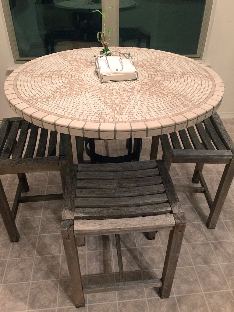 SusAnomaly's tweet photo. The stools obviously won't do but I actually like the tall patio table in the kitchen.  ;) ...for now. https://t.co/jr4OEofvG8