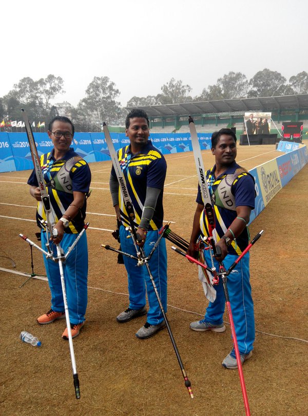 #SAG2016 Bravo! Indian Men's team bags Gold in #Archery.
#TarundeepRai, #GurucharanBesra, #JayantaTalukdar