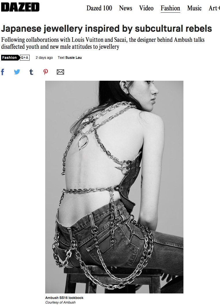 ambushdesign's tweet photo. ファッションから政治まで多種多様なトピックをカバーするイギリスのカルチャーマガジン @Dazed にて #AMBUSH ® 新作 #HALBSTARKE コレクションがフィーチャー。 https://t.co/eQM4acaYr8 https://t.co/OLm1kikBpa