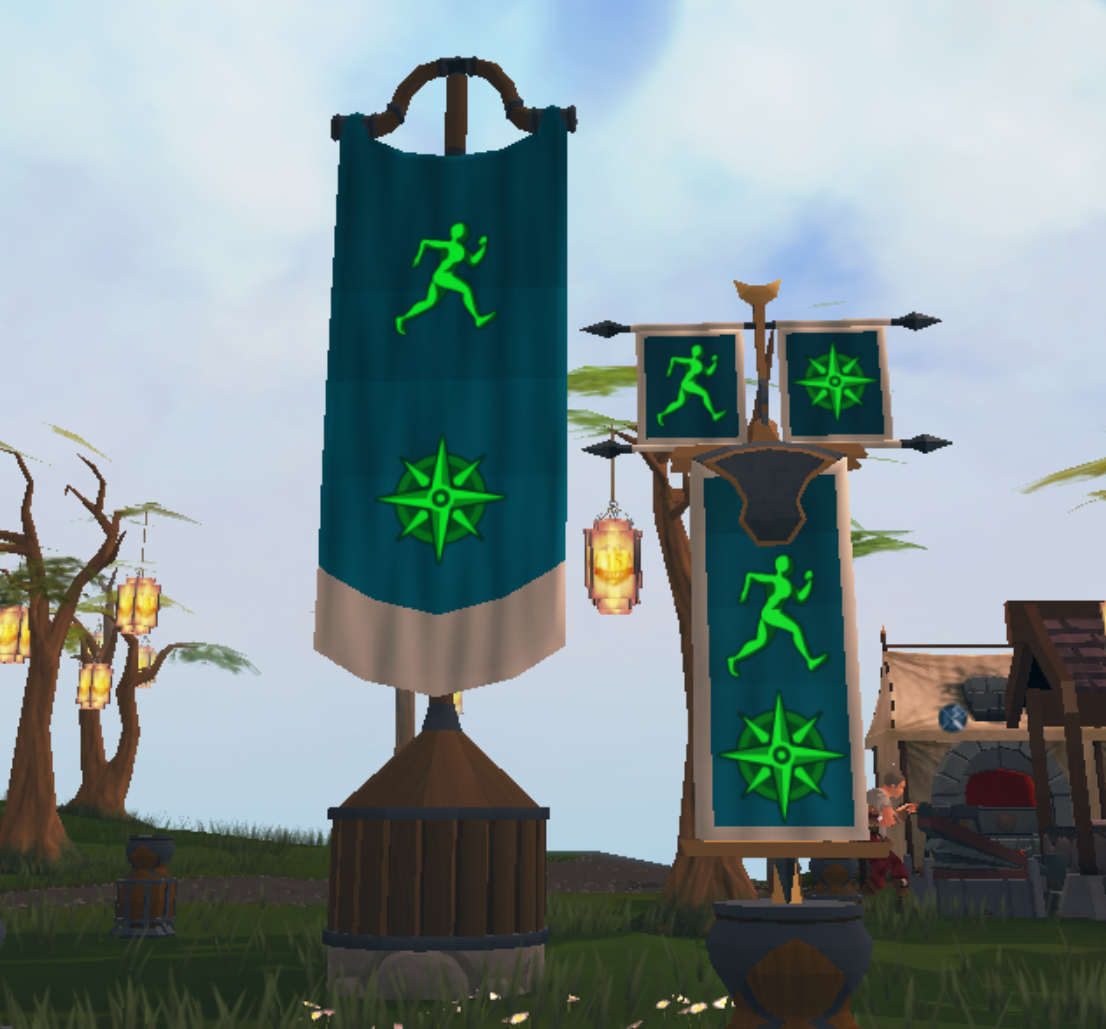 JourneyClan's tweet photo. New big Journey clan banner flag in Burthorpe. @RuneScape #RuneScape #RuneScapeClan #RSClan #RS3Clan ☺👣 https://t.co/t5pMn3l9Ca