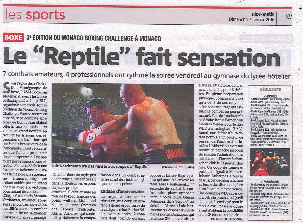 MonacoBoxing's tweet image. Article dans @Monaco_Matin sur le 3ème Monaco Boxing Challenge ! #sport #fight #monaco #BoxemC