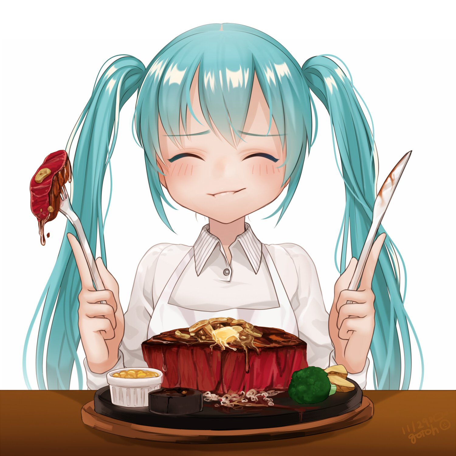 Twitter 上的 Piapro ピアプロ 2月9日は 肉の日 だそうです という事で 五十さんのステーキをもぐもぐしているミクさんのイラスト もご紹介 º º 美味しそう T Co Uix0gtds8y Piapro 初音ミク T Co Slai69tyuw Twitter