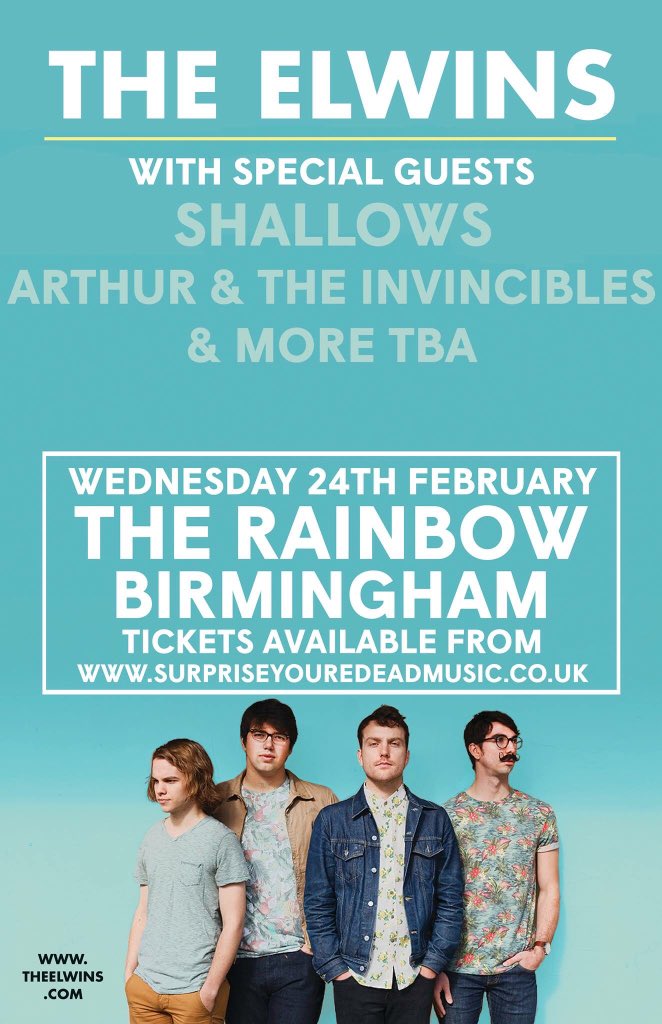 this is in a few weeks! We're so excited to announce we're supporting our faves in <a href="/TheElwins/">The Elwins</a> <a href="/rainbowvenues/">The Rainbow Venues</a>