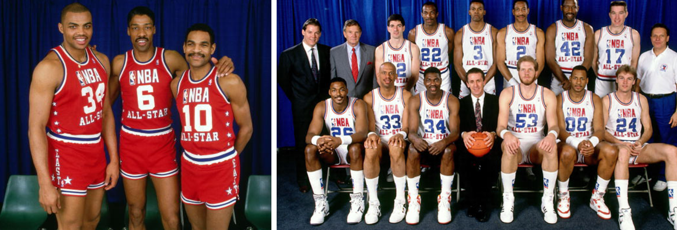 Uni Watch X 1986 1990 NBA All Star unis Same as 85 but with the visiting conference in red instead of blue. https t oKZHfBxJwi X