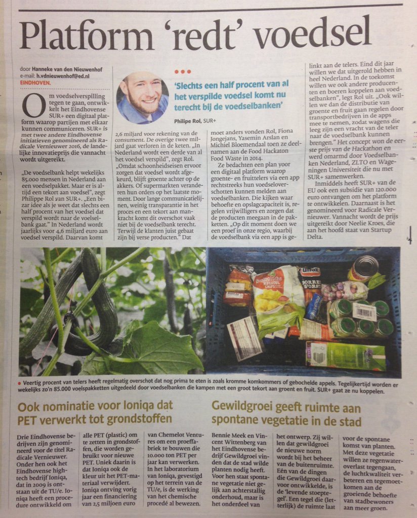 SURPLUSproject's tweet image. mooi artikel over SUR+ in @ED_Eindhoven in het kader van de Nacht van de @Radicale_Vern vanavond in Amsterdam!