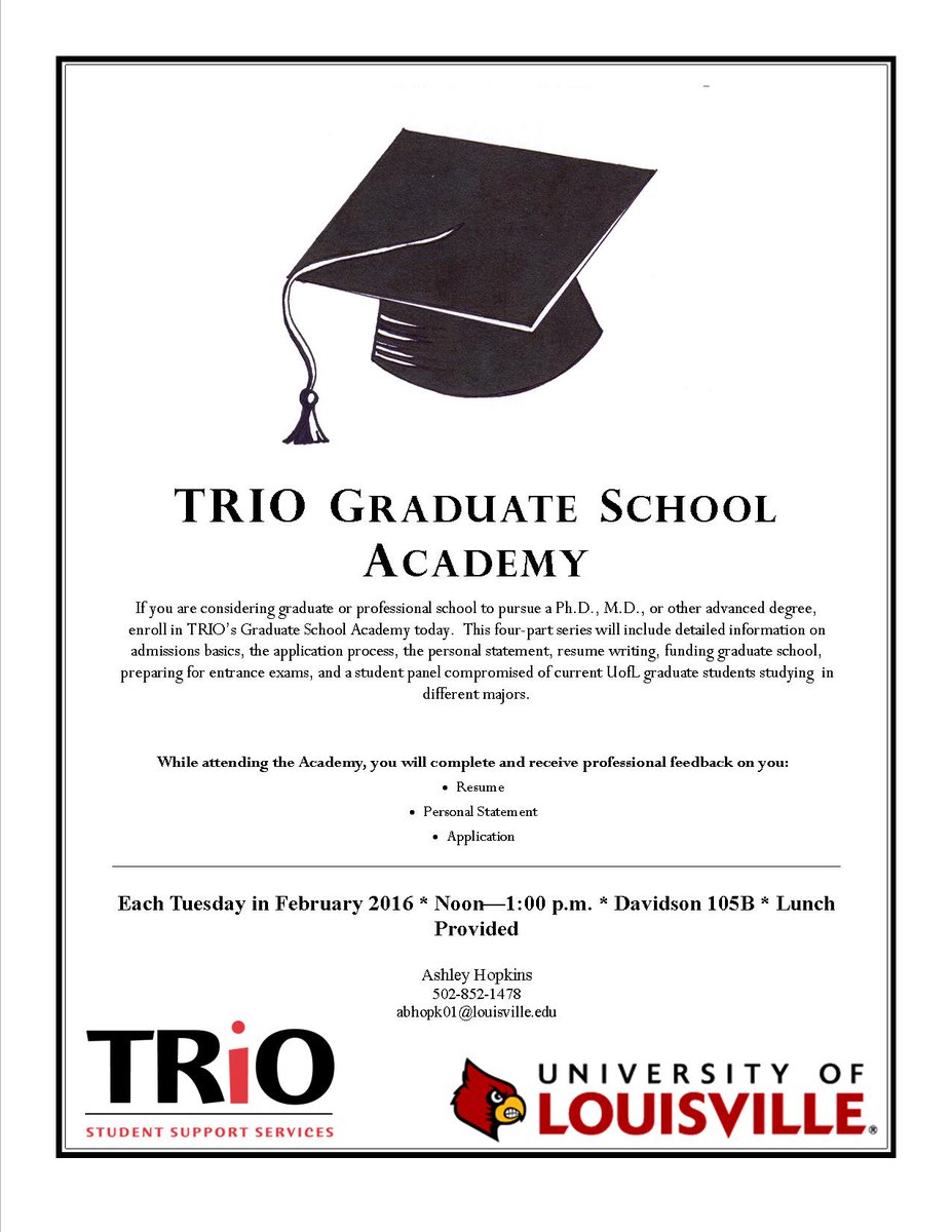 UofLSSS's tweet photo. Reminder: Get your grad school on every Tuesday at noon this month in Davidson 105B! Lunch will be served. https://t.co/ldXRrPkNn3