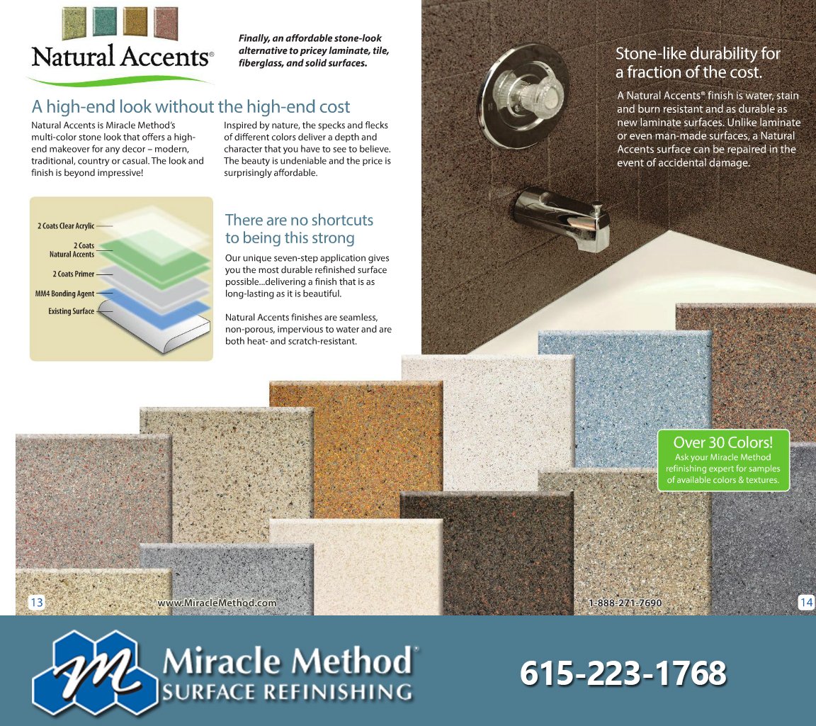 MiracleMethodTN's tweet image. Miracle Method's Natural Accents are ideal for tile surrounds, vanities and especially kitchen countertops. These d…