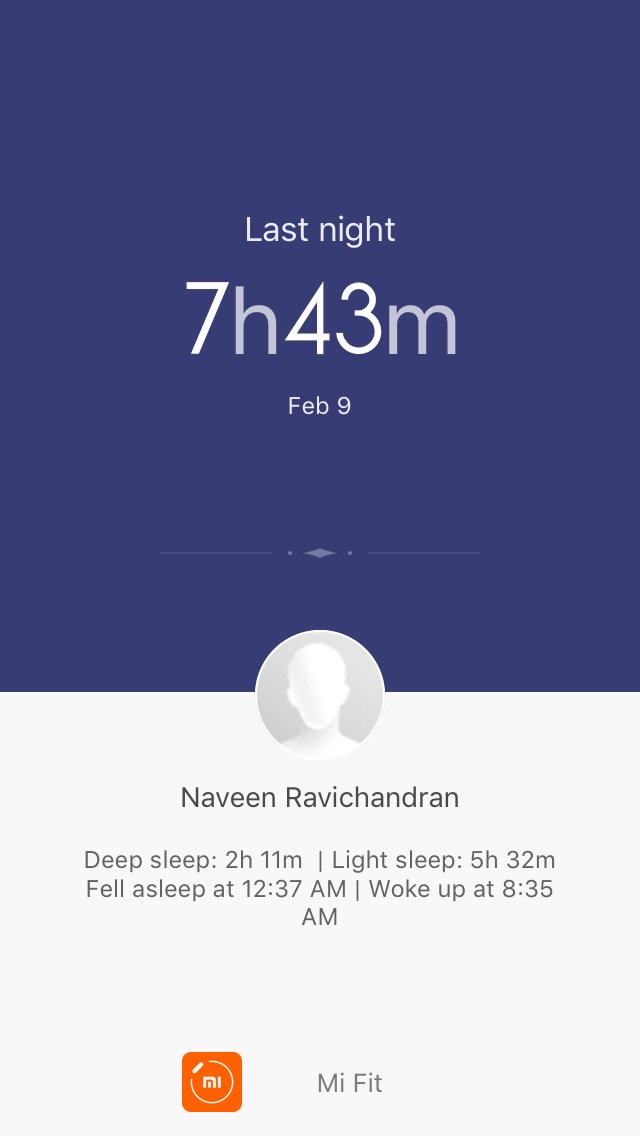 NaveenPSG's tweet image. #Miband #SleepAnalysis #brilliant 😊😊👍👍👌🏽