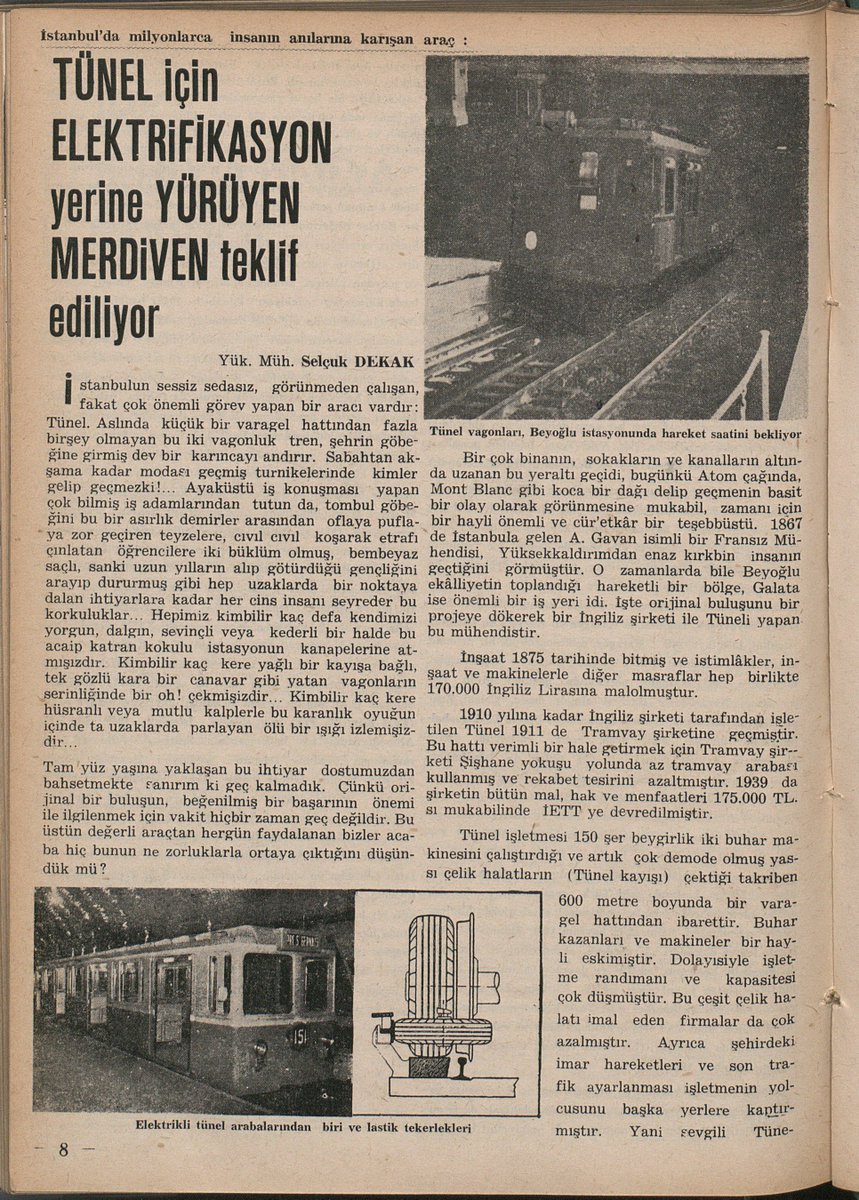 Tünel'in yerine yürüyen merdiven düşünülmüş (Sayı39-Aralık1966) #istanbul #istanbuldergisi #taksim #tünel