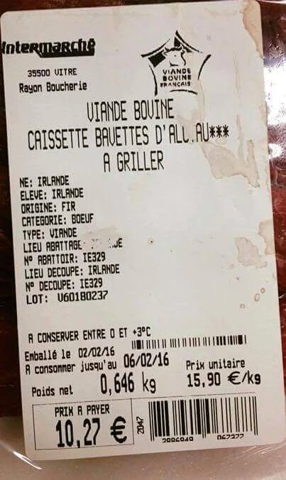 DriveFermiersFr's tweet photo. Arrêter de faire n'importe quoi avec la viande. Viande Irlandaise étiquetée viande Française #viandedenullepart https://t.co/n478Fs9rBB