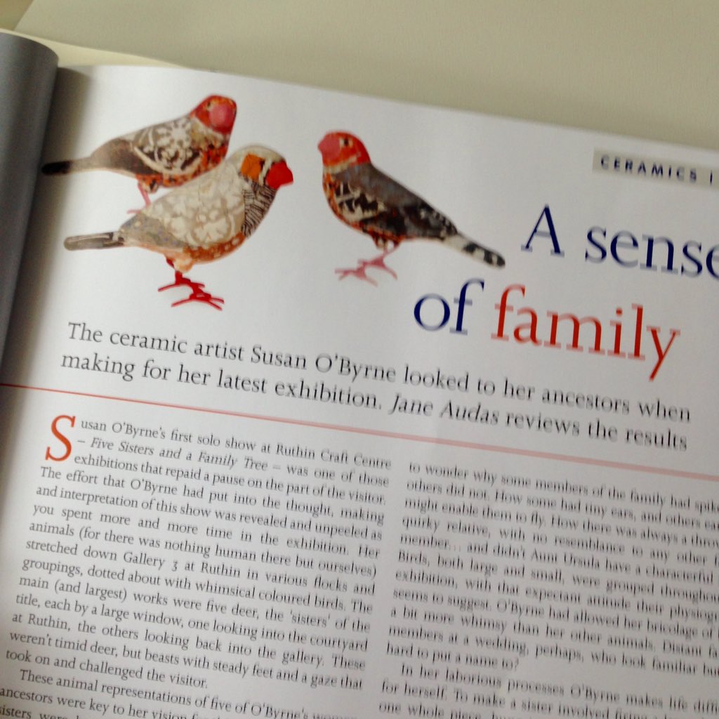JaneAudas's tweet photo. My review of @SusanOByrne's exhibition @Ruthin_Crafts in @ceramicreview looks grand. https://t.co/l8OIqM5Rcl