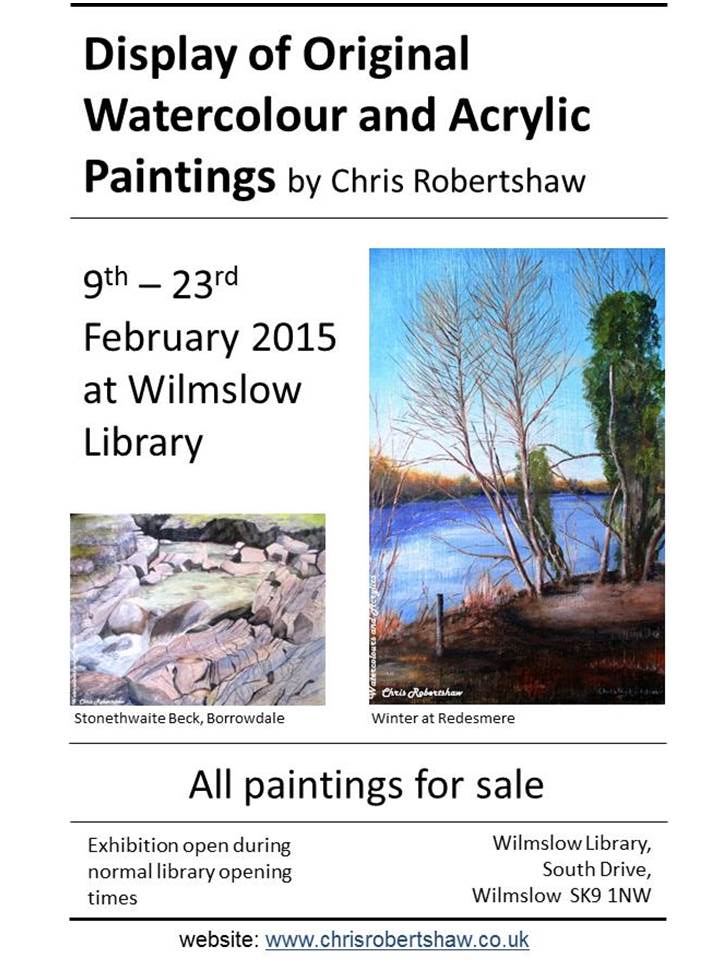 ChrisRobertsha1's tweet photo. Just set up a display of 14 paintings @ #Wilmslowlibrary on view until 23rd Feb #cheshireartists #wilmslow https://t.co/kJvDHjqdRR
