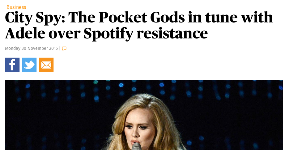 100x30's tweet photo. The Pocket Gods in tune with #Adele over #Spotify resistance #100x30 #MusicIndustry https://t.co/EwGU2SAKDK https://t.co/Ck2eg5M3fy