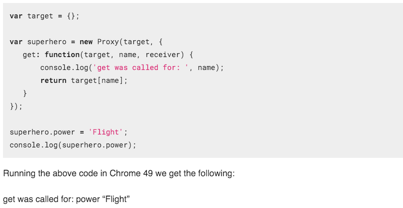JavaScriptDaily's tweet photo. Introducing ES2015 Proxies: https://t.co/ncyNEBFysK https://t.co/3SFWJWnhSd