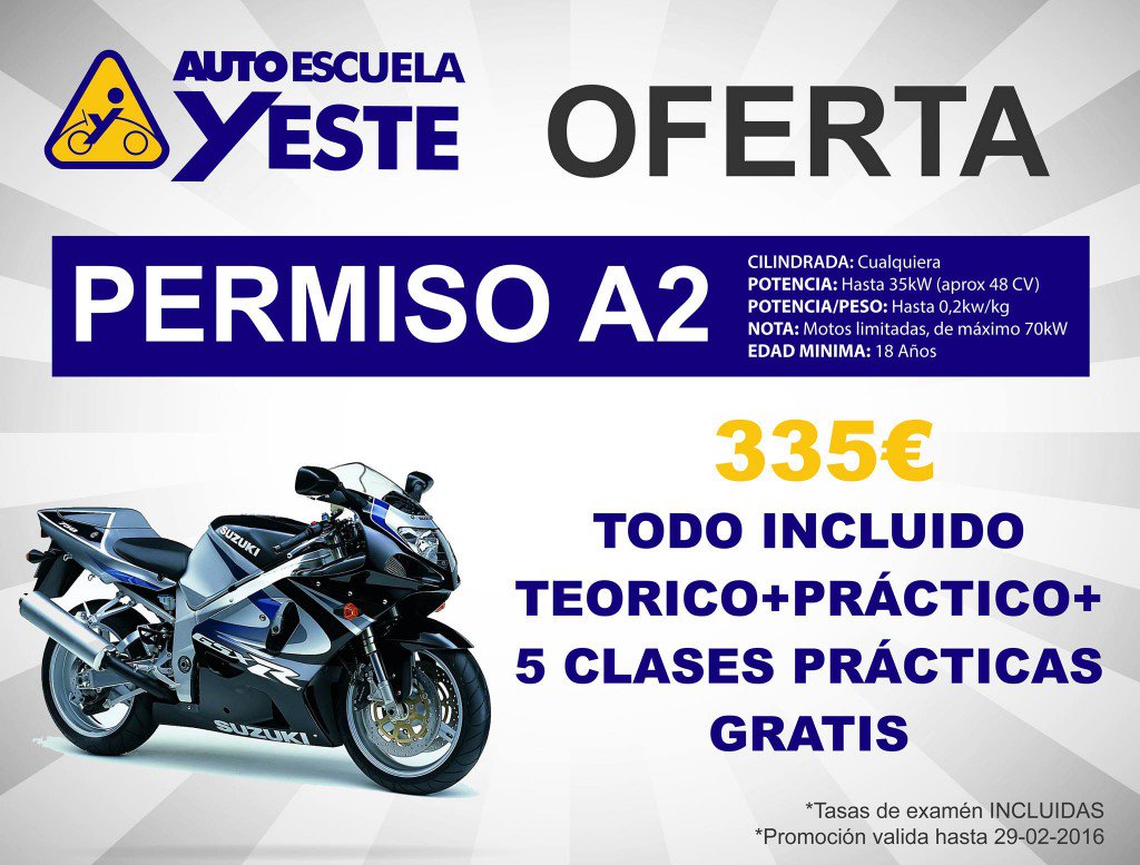 Villenared's tweet image. PERMISO A2 - goo.gl/ZSLdjk #autoescuelapermisoA2MotoVillenaofertabarato