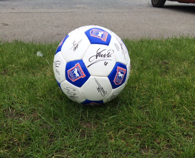 IMFootball_UK's tweet photo. signed Ipswich town ball to give away for our BTEC Sport Taster day at Greshams sports and social club 16/2/2016 https://t.co/u3Tvi93XSz