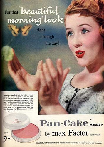 PAM_London's tweet photo. Before HD foundation, there was Pan-Cake make-up...Who knew??? #pancakeday #pancakemakeup #history #mua https://t.co/t4Qsr2tJMi