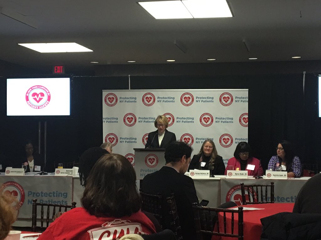 .@AileenMGunther kicking off the campaign for patient safety with @CWADistrict1 @nynurses @NYSAFLCIO this morning