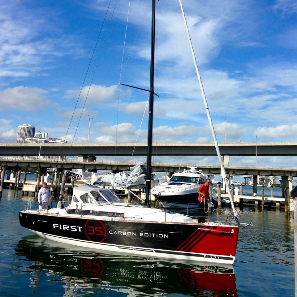 BENETEAU_France's tweet photo. #First35 Carbon Edition on the way to the @MiamiBoatShow #StrictlySailMiami https://t.co/j249m4Ewq8