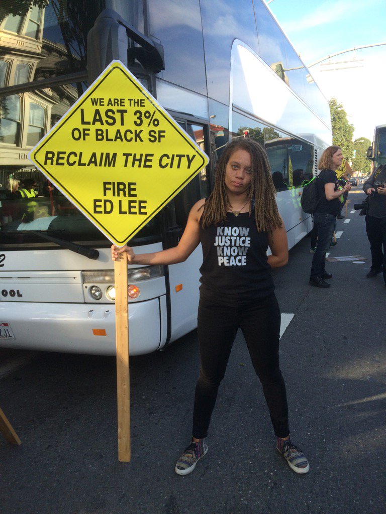 LeslieDreyer's tweet photo. "We are the #Last3Percent of black SF. We're here to #reclaimsf and call on folks to fire Ed Lee!" https://t.co/6YAwJCmDBI