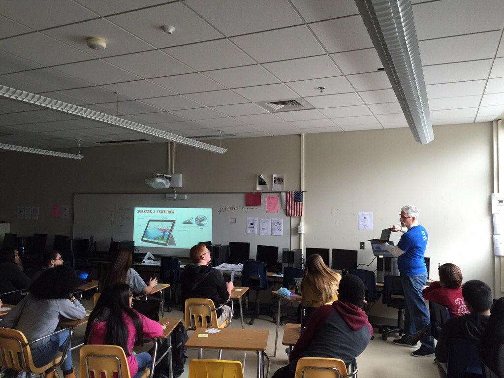 fultonitdept's tweet photo. Day 2 of Alpharetta HS student @surface deployment with the amazing @andydoetsch. We made a great team today. https://t.co/l9wpuoHFJk