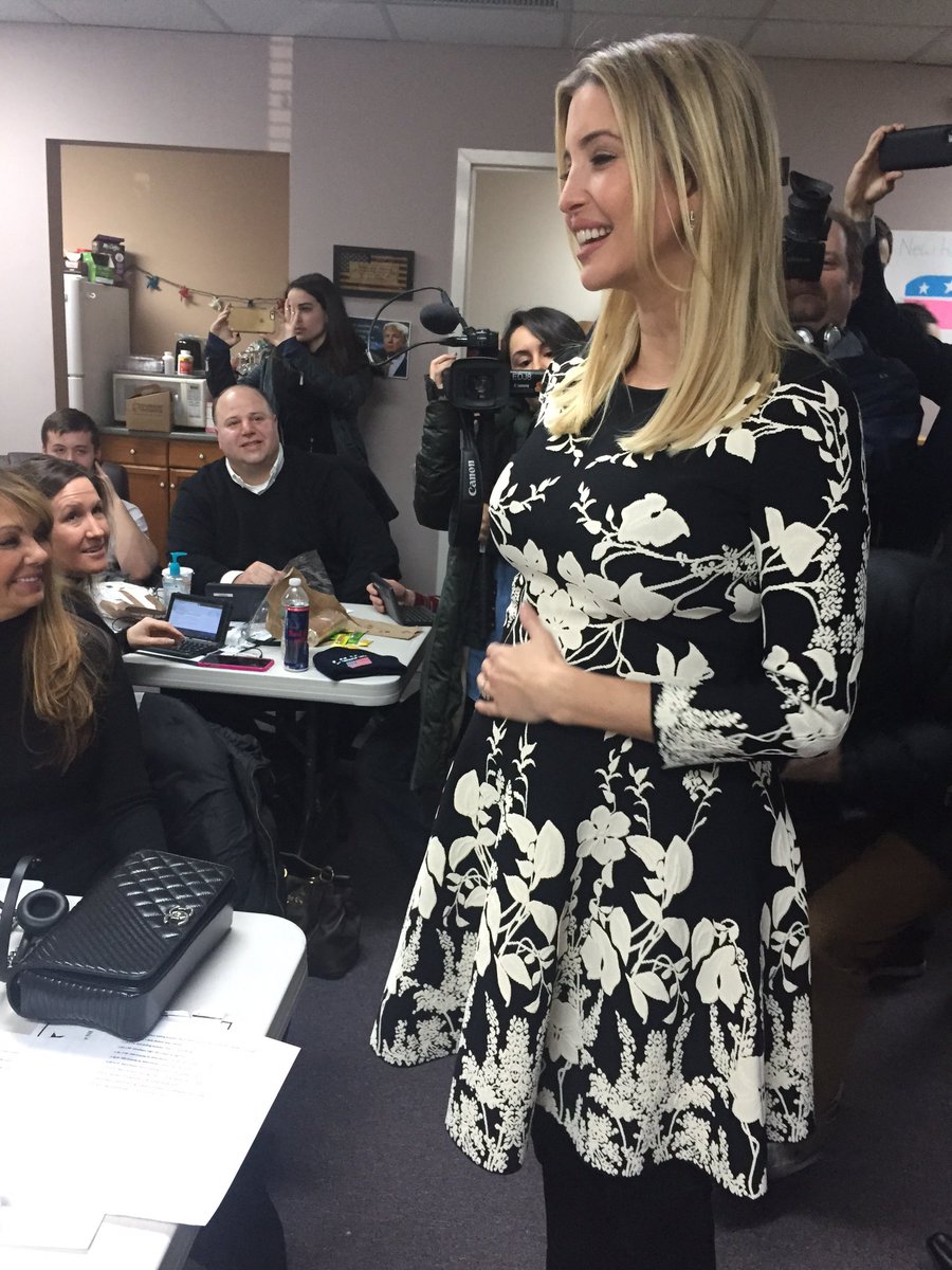 Sarah McCammon📻 on Twitter: "A very pregnant Ivanka Trump greets  volunteers at @realDonaldTrump HQ in Manchester, NH. #DonaldTrump  #NHPrimary https://t.co/LssClnSdPj" / Twitter