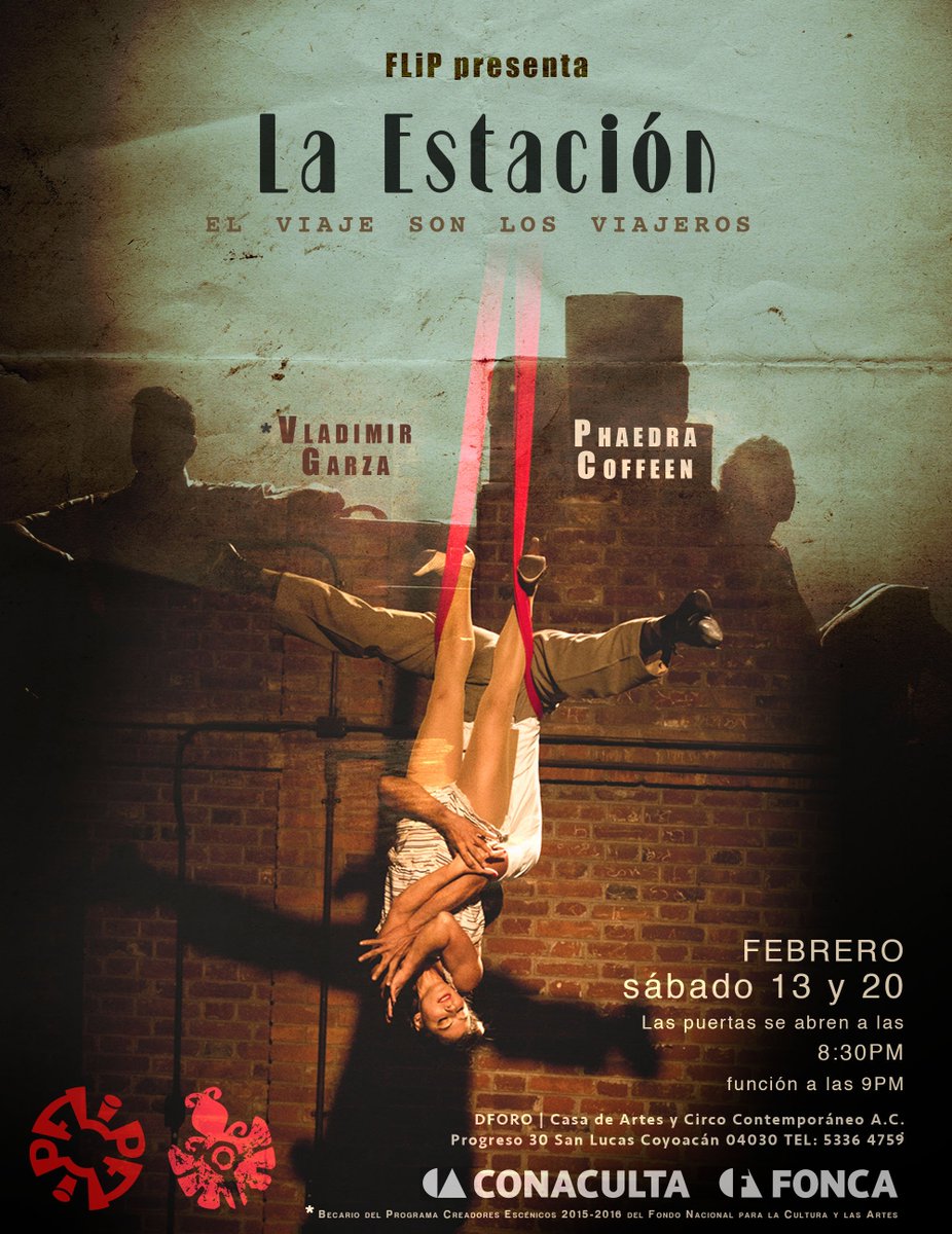 artesycirco's tweet photo. Este #sábado... un #espectáculo de #CircoContemporáneo! El viaje son los viajeros... #FLiPCirco #Dforo #artesycirco https://t.co/fr97UcHru4