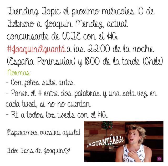 martiaeituno's tweet photo. Miercoles 10 #joaquinaguantá Joaquin Mendez al 9130 🙋🏼💞 https://t.co/uXA8hQnoSt