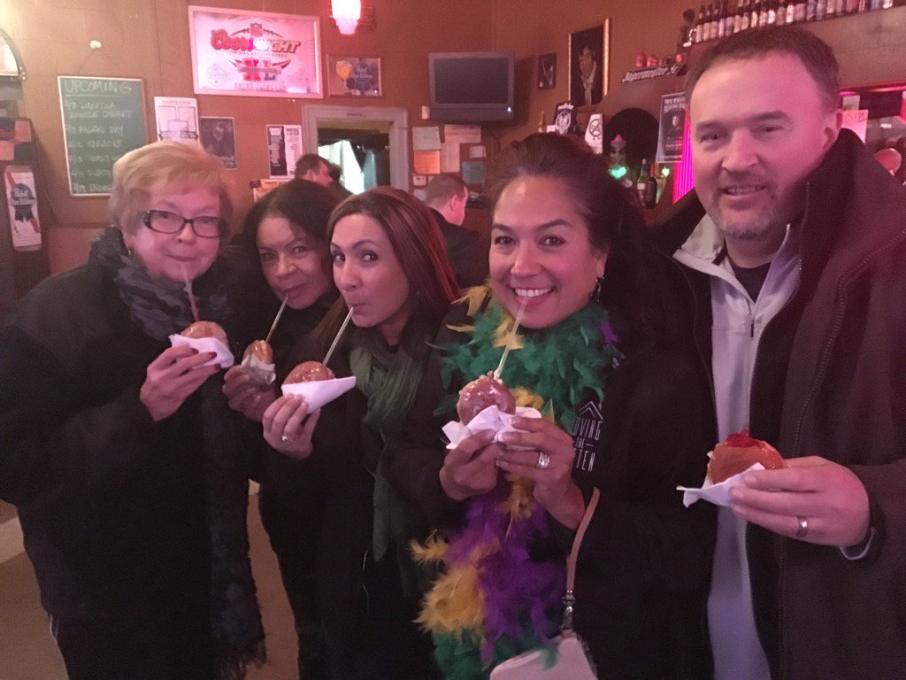 boboradoan's tweet photo. First five in line for vodka-infused Paczki Bombs at @SmallsBar in Hamtramck. Get em while they last! @FreepEnt https://t.co/ic1zNJXUqy
