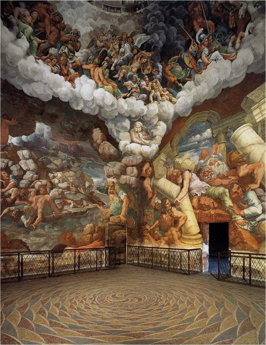 GiulioRomano, Rinaldo Mantovano e aiuti ,The Fall of the Giants, 1532-1534
Mantova, Palazzo Te.

#art #fresco #Italy