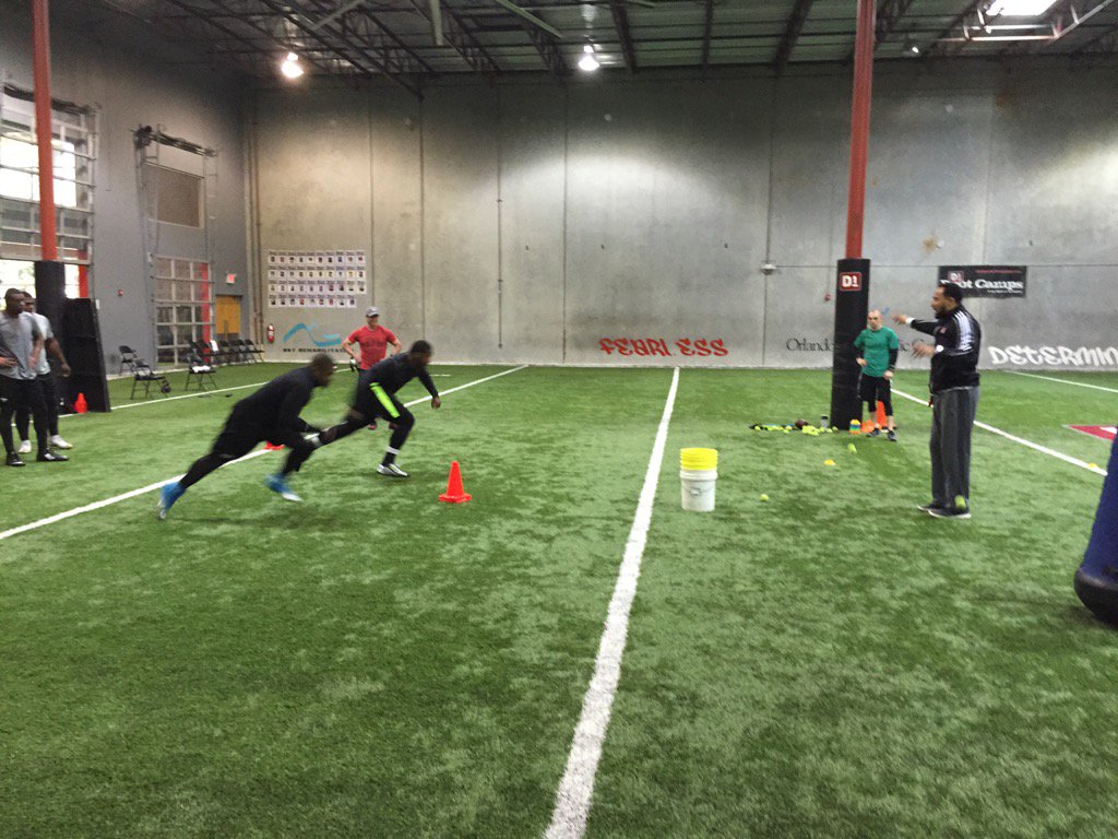Reggie Ragland and Gianni Paul working "get off drill"- catch tennis ball before bounce hits ground !