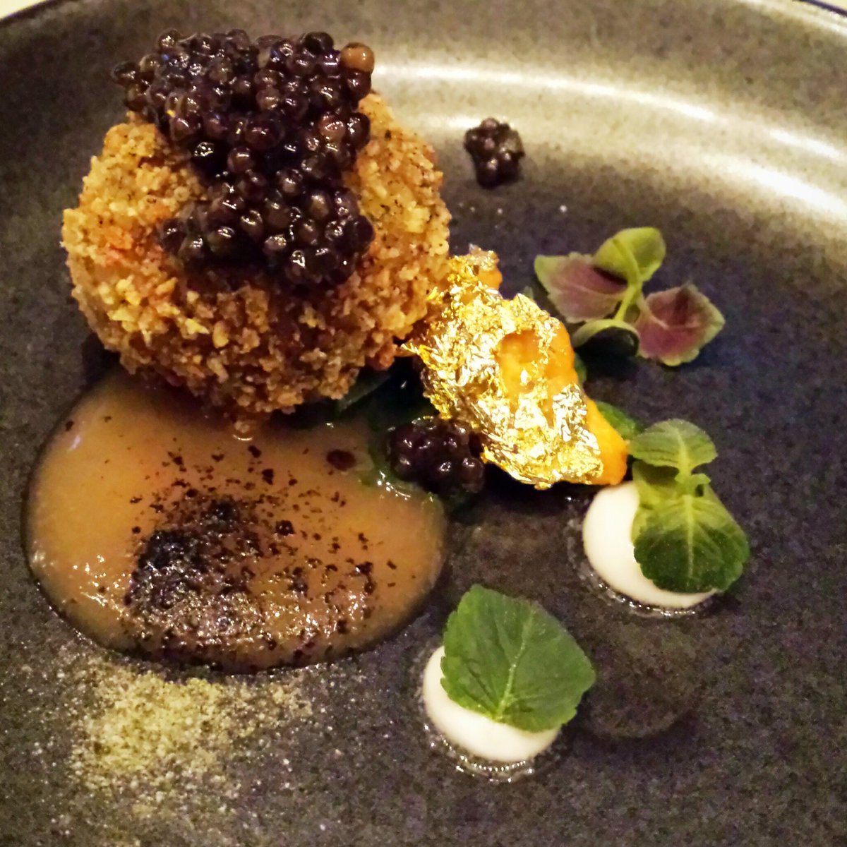 pechluck's tweet photo. Blinged uni from Gregory Gourdet, 1 of 30 courses at #ChefsWeekPDX #WestCoast2016 Dinner https://t.co/z32b6aaTJ9 https://t.co/ysIhZK0wij