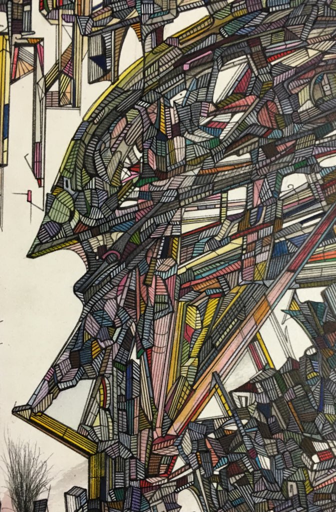 Detail of, Collapse Of Memory. Archive Watercolour and ink on archers paper. J Davies 2010-13 #Surrealism #painting