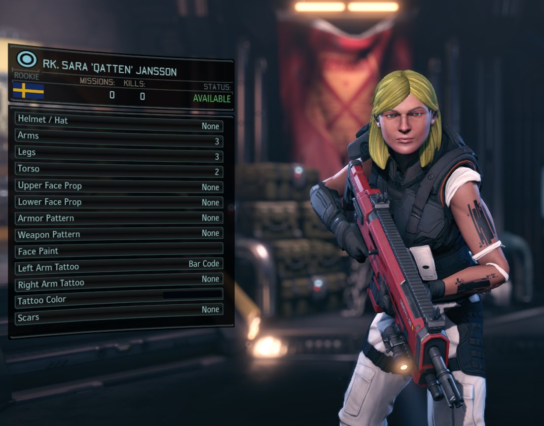 Qatten's tweet image. Apparently this is me. Colleague created me in #XCOM2. Not too bad I say.