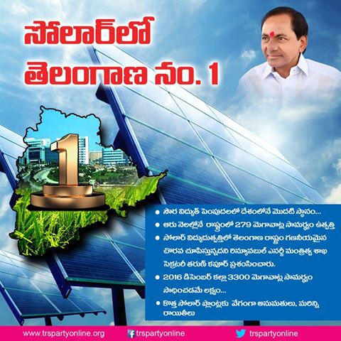 Telangana State leads in solar power capacity addition