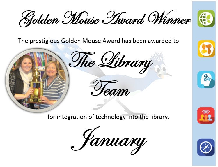 LortonStationES's tweet photo. Congratulations @Library_LSES for winning the prestigious Golden Mouse Award for January. Excellent job! @fcpsnews https://t.co/sfwvCxE9hl