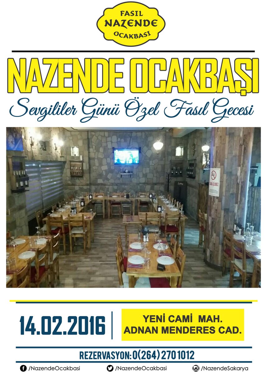 14 Şubat Sevgililer Gününe Özel #Nazende Fasıl Gecesi! Rezervasyon: 0264 270 1012